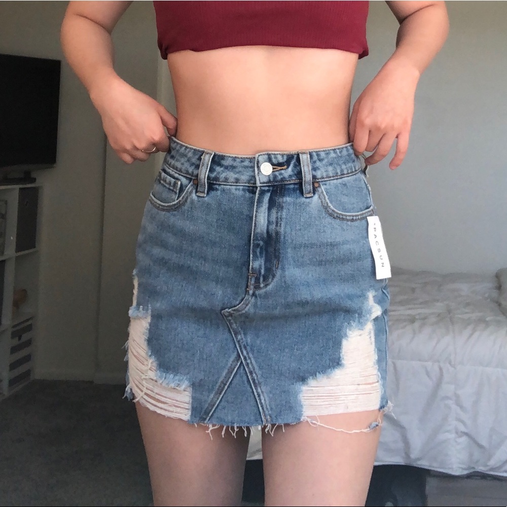 NWT Pacsun Ripped Denim Mini Skirt